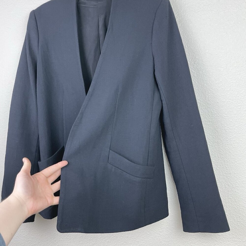 Protagonist Women's 4 Black Open Front Blazer Jacket Coat Pockets Silk Lined Car - Picture 5 of 16